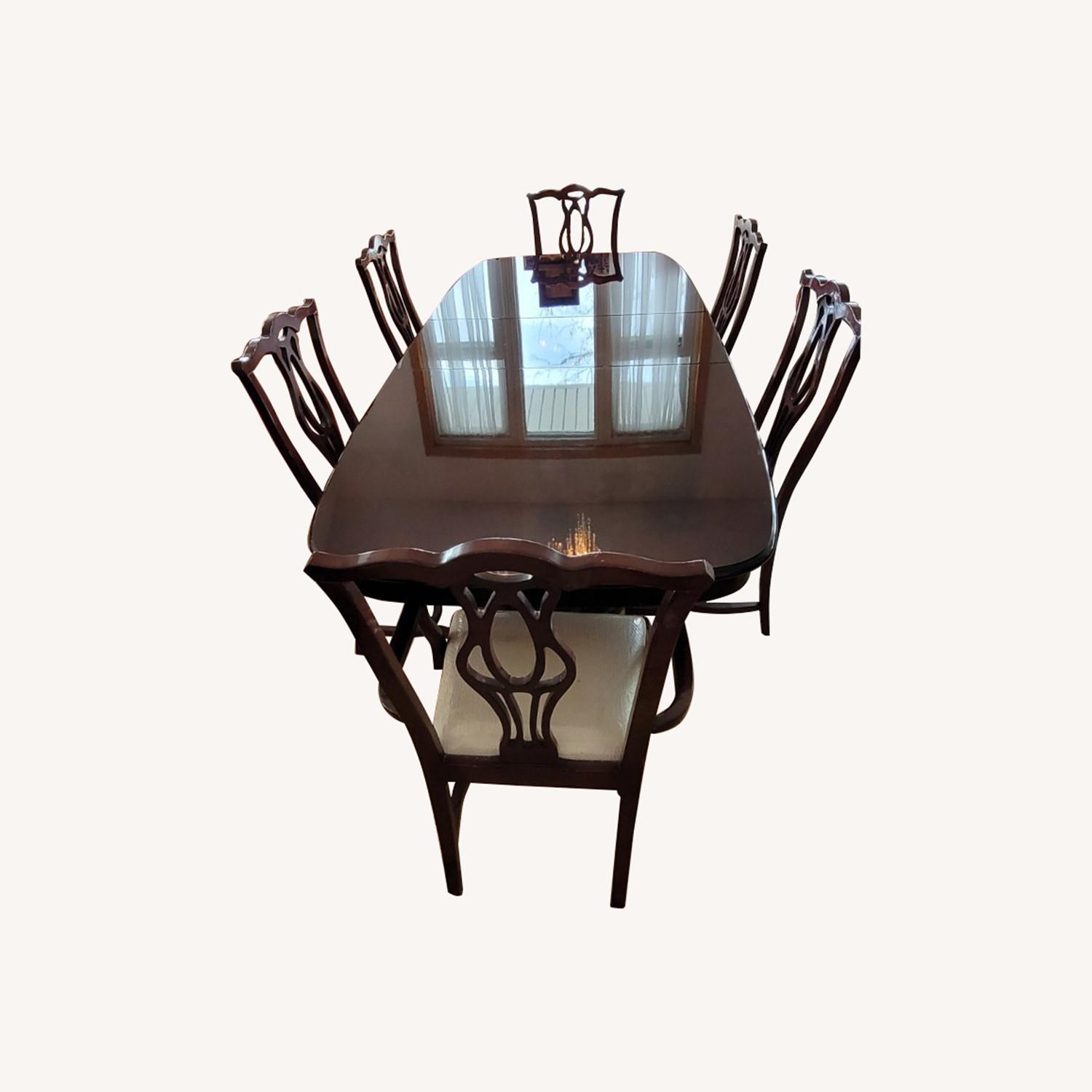 Wood Lacquered Table & 6 Chairs from Spain - image-0