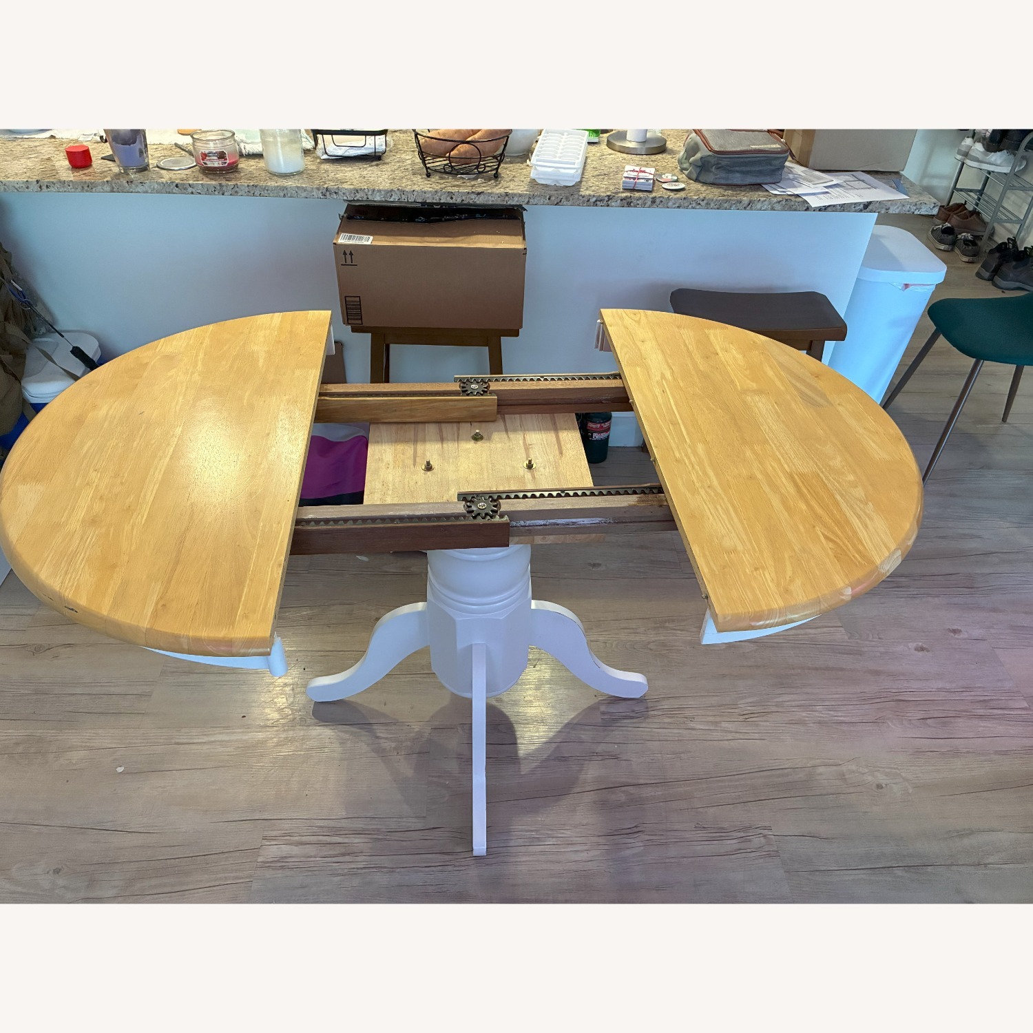 Wooden Dining Table with Leaf Extender - image-3