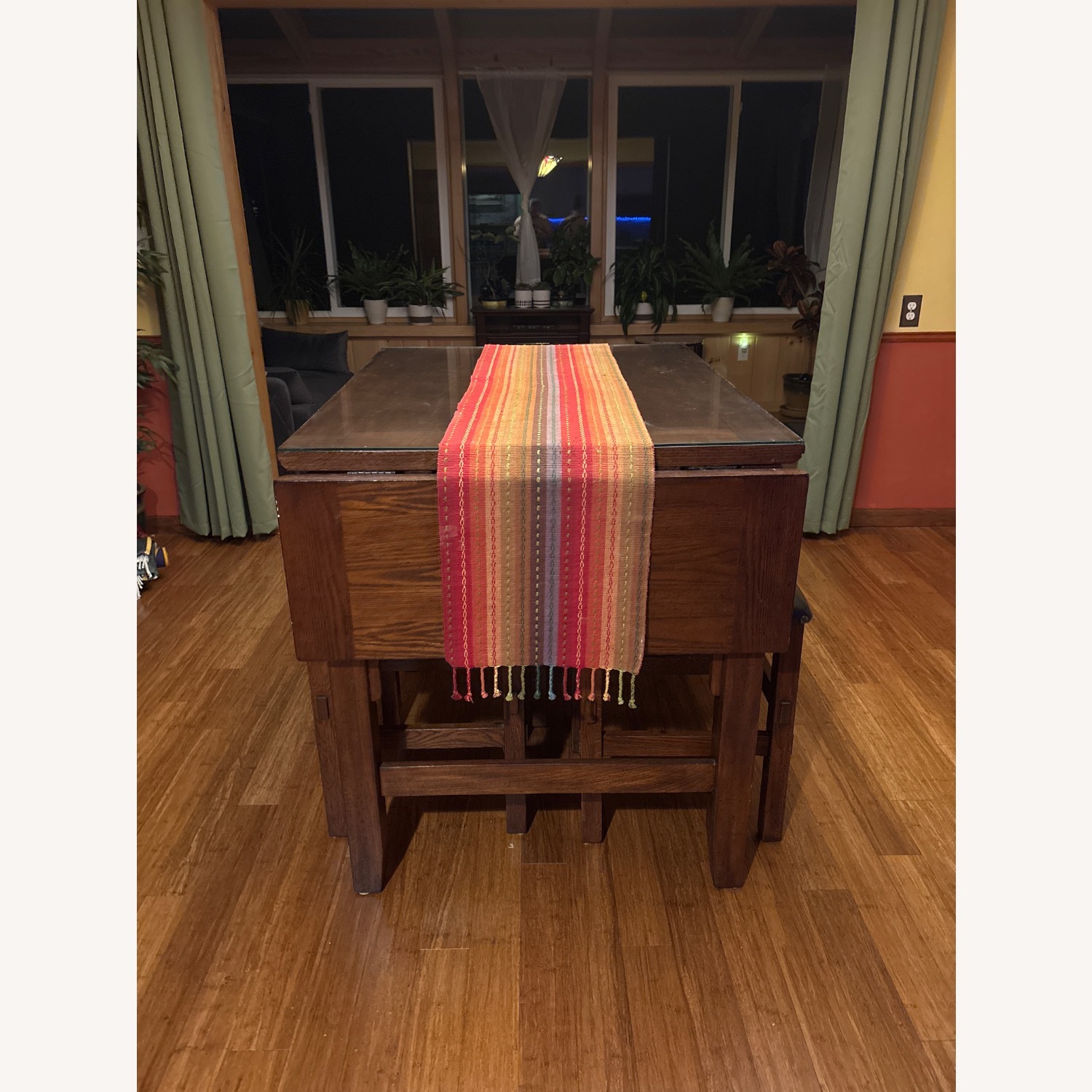 Hightop Kitchen Table w Leather Stools x4 - image-3