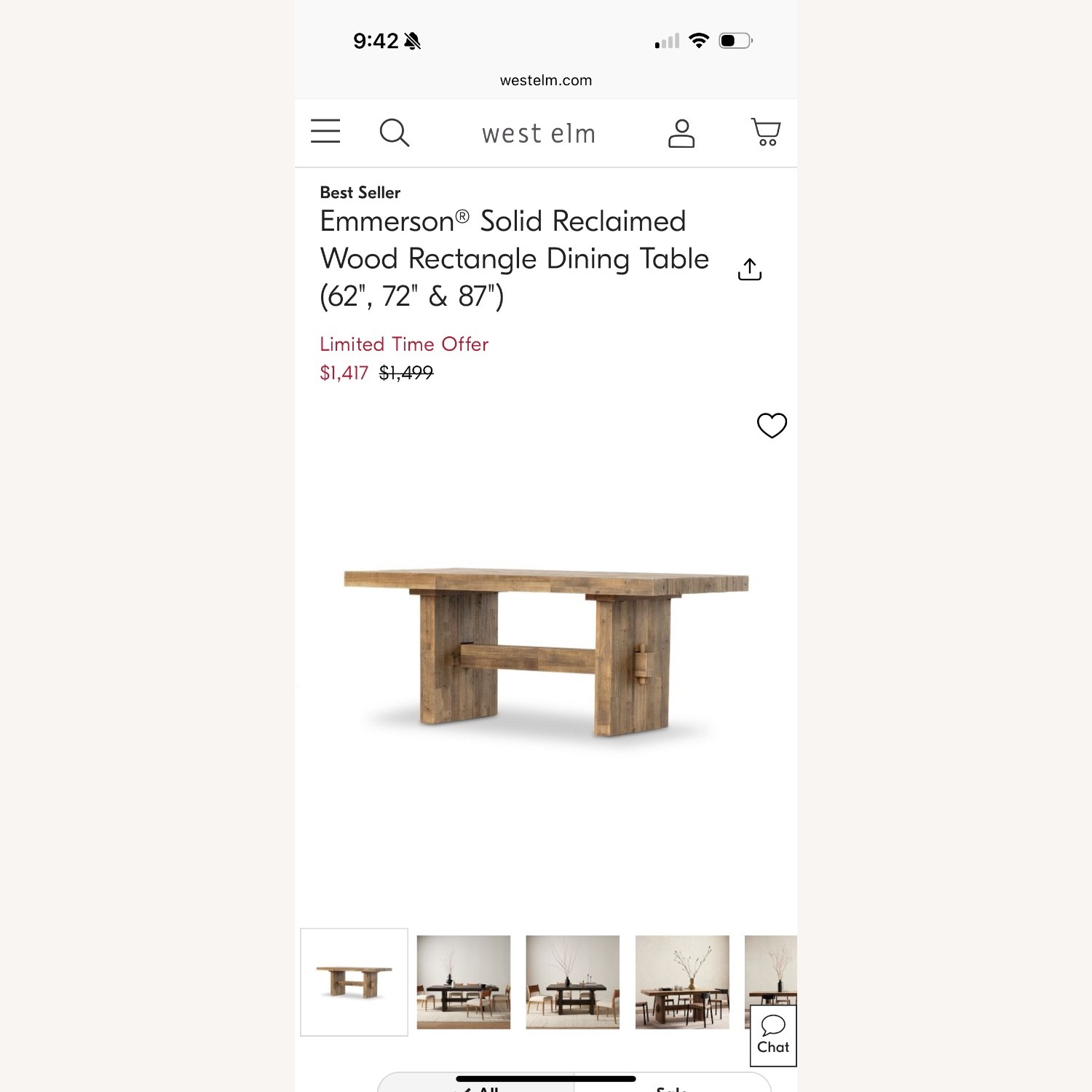 West Elm Emmerson Reclaimed wood Dining Table & Bench  - image-4