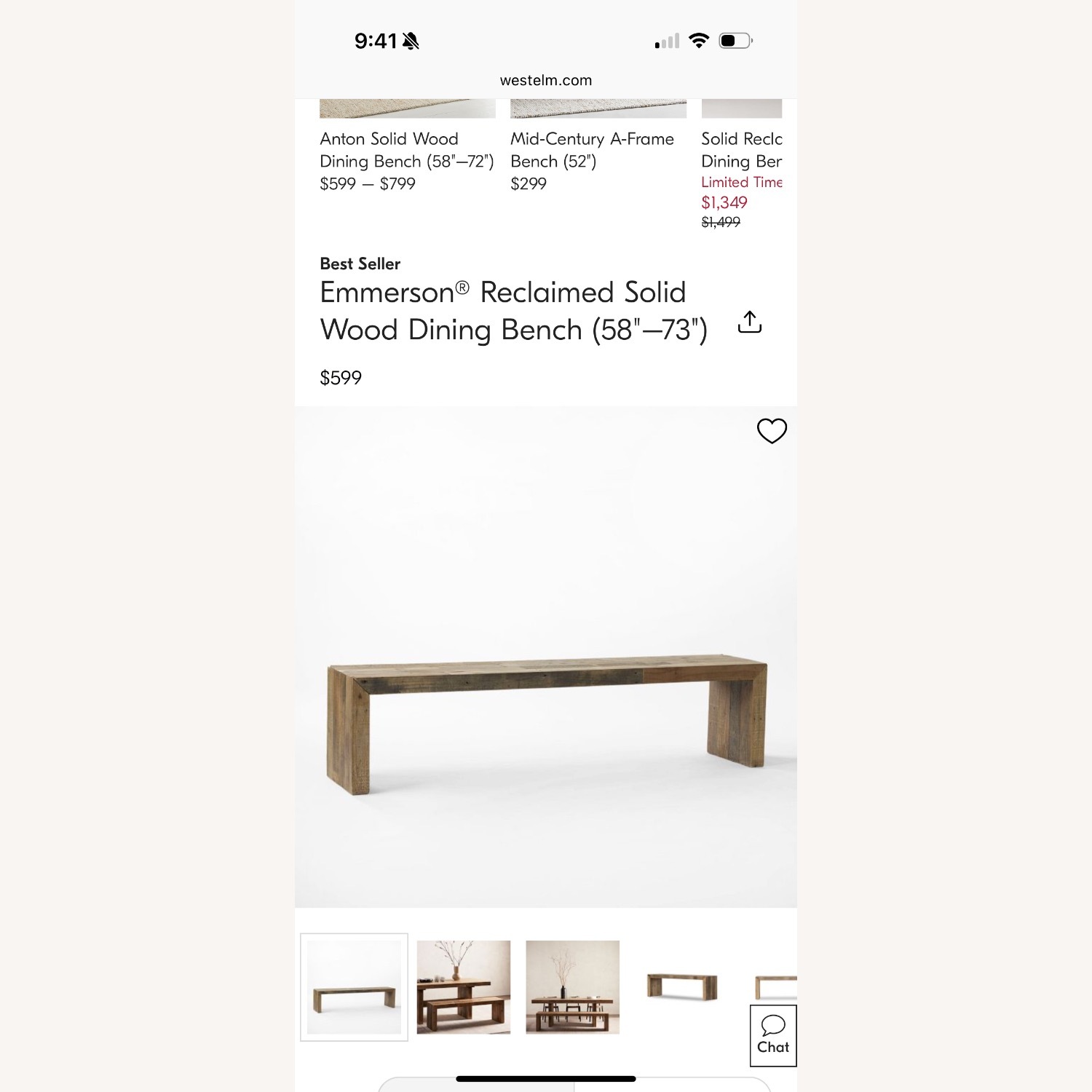 West Elm Emmerson Reclaimed wood Dining Table & Bench  - image-3