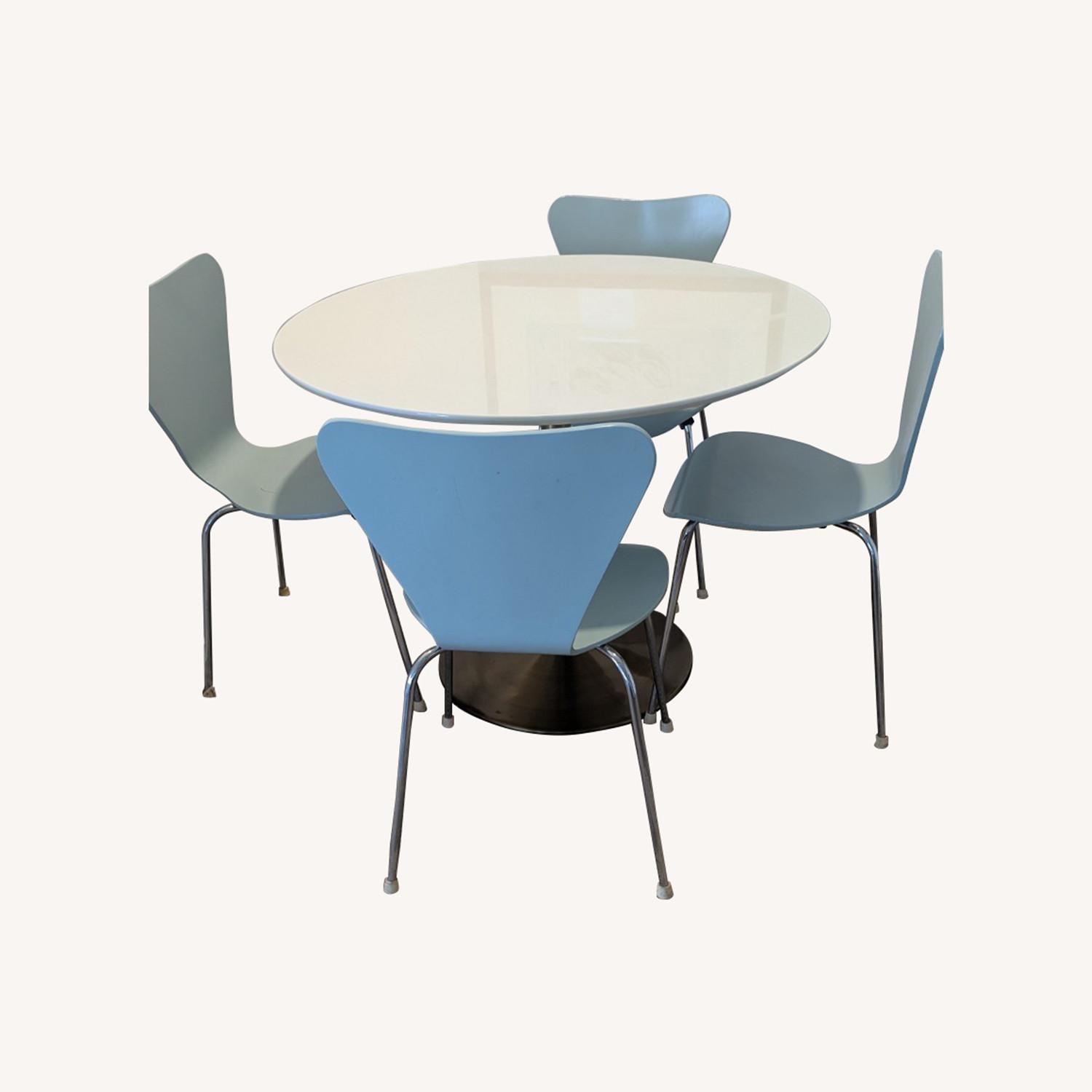 Room & Board Pike Chairs 4 + White Brass Table - image-0