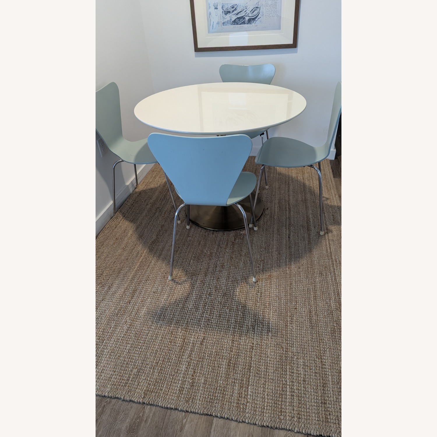 Room & Board Pike Chairs 4 + White Brass Table - image-1