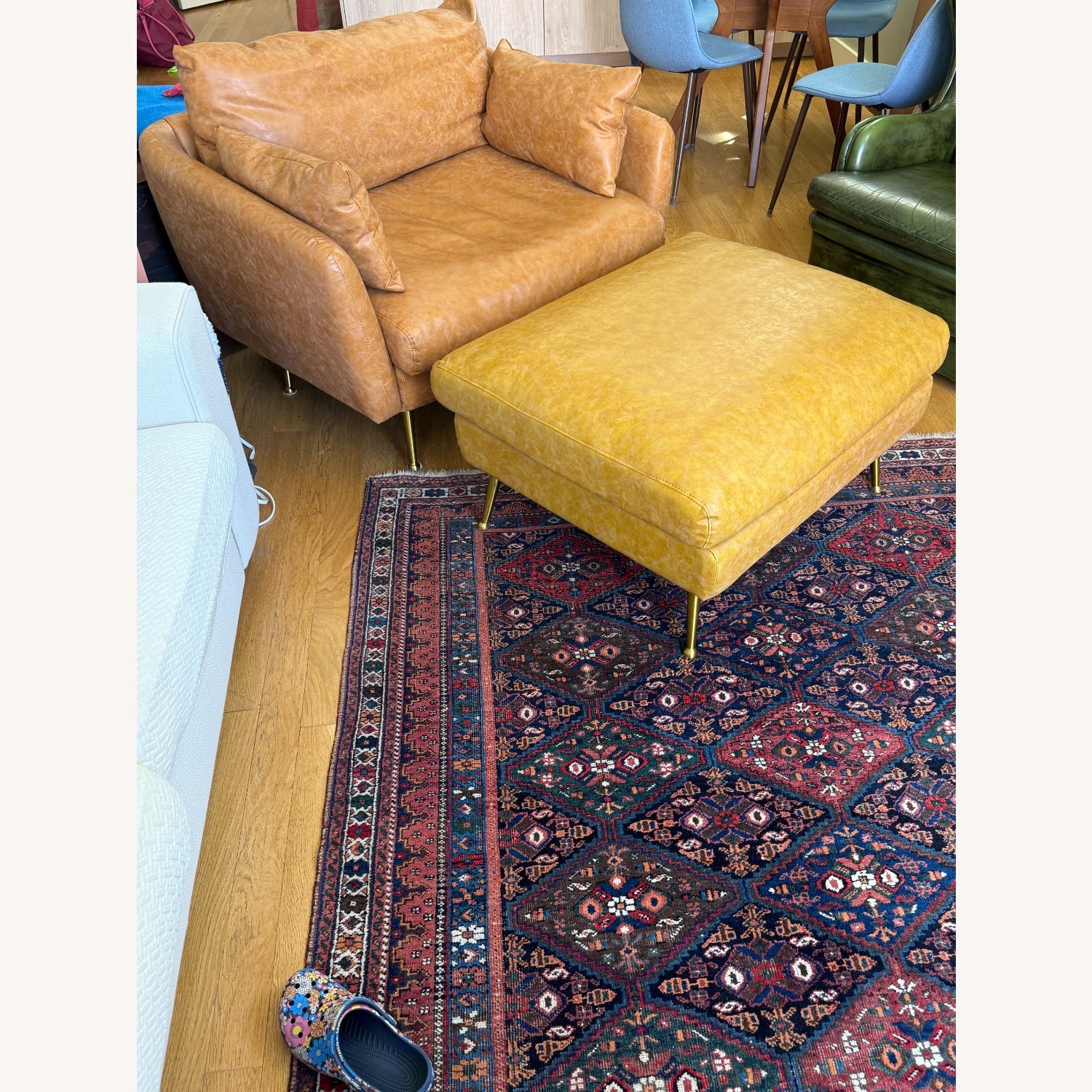 Albany Park Vegan Leather Armchair and Ottoman - image-1