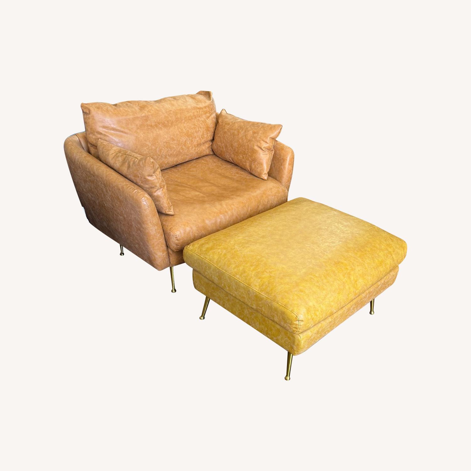 Albany Park Vegan Leather Armchair and Ottoman - image-0