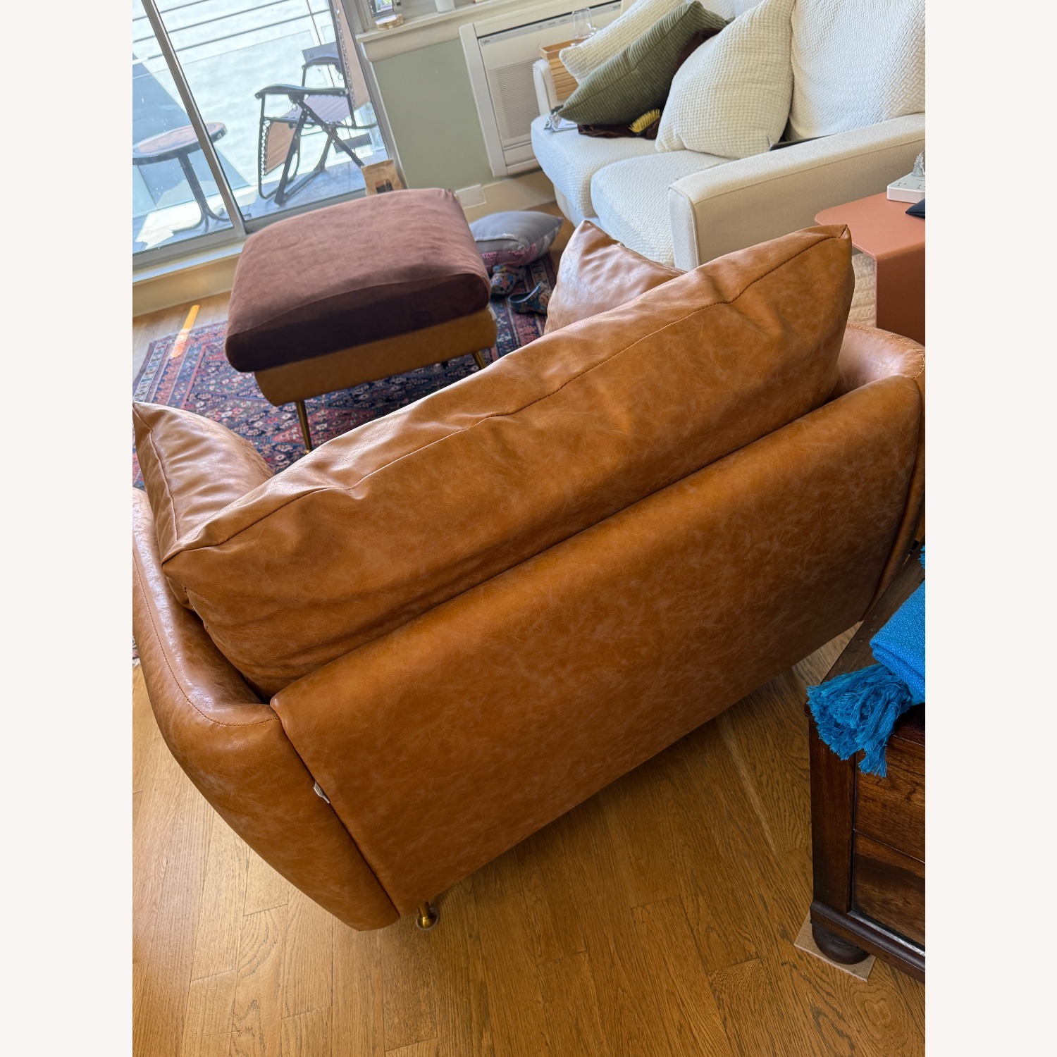 Albany Park Vegan Leather Armchair and Ottoman - image-8