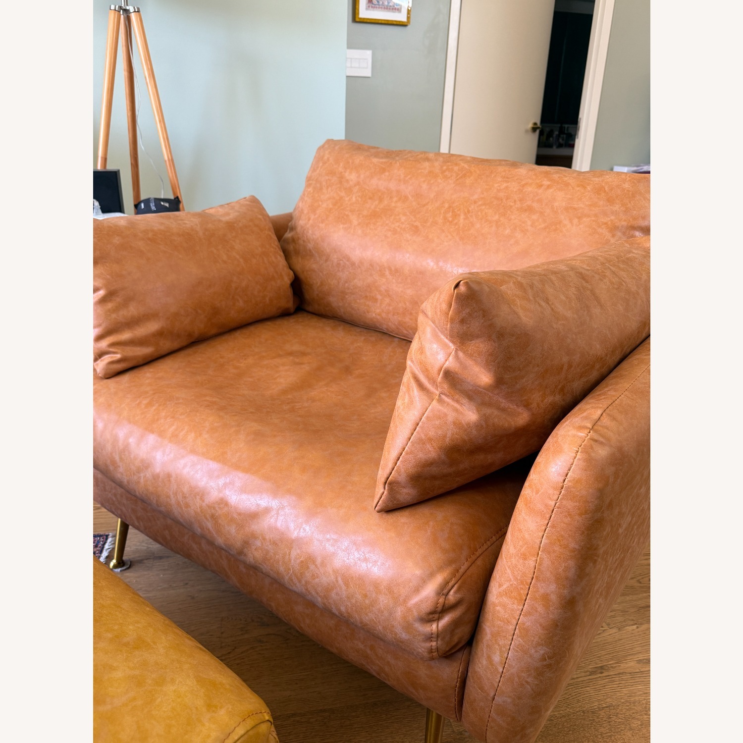Albany Park Vegan Leather Armchair and Ottoman - image-3