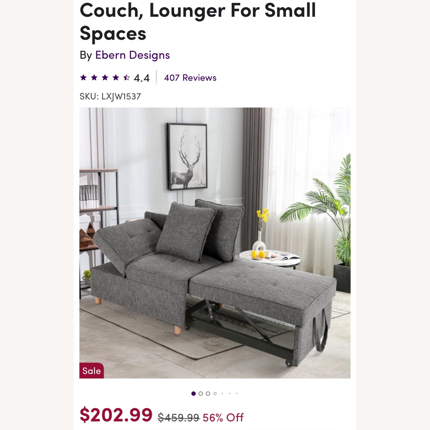 Wayfair Heron 71"  2 Seat Sleeper Sofa Lounge Chair  - image-2