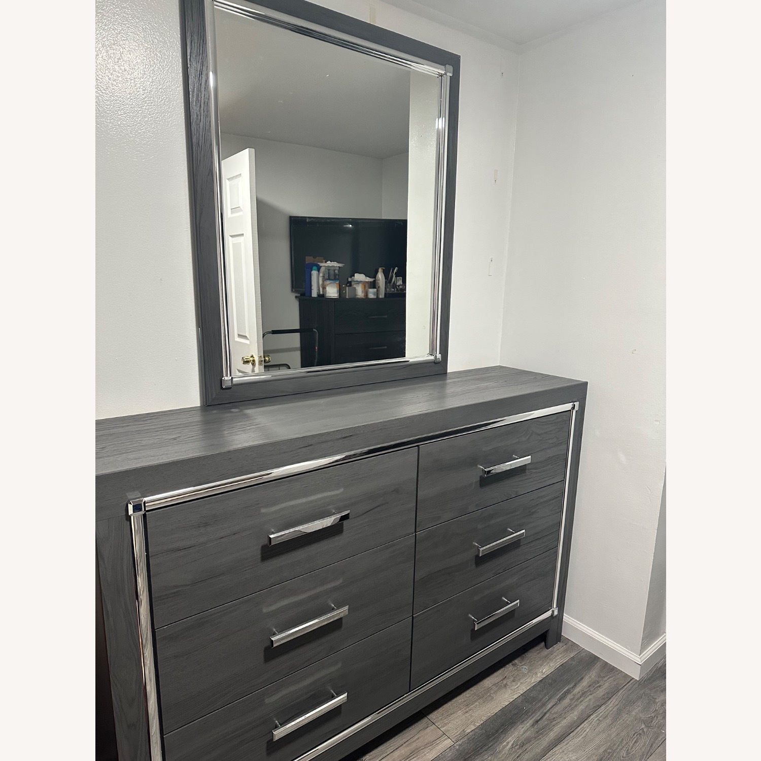 Ashley Lodanna Gray Drsser with Mirror and 6 Shelves  - image-3