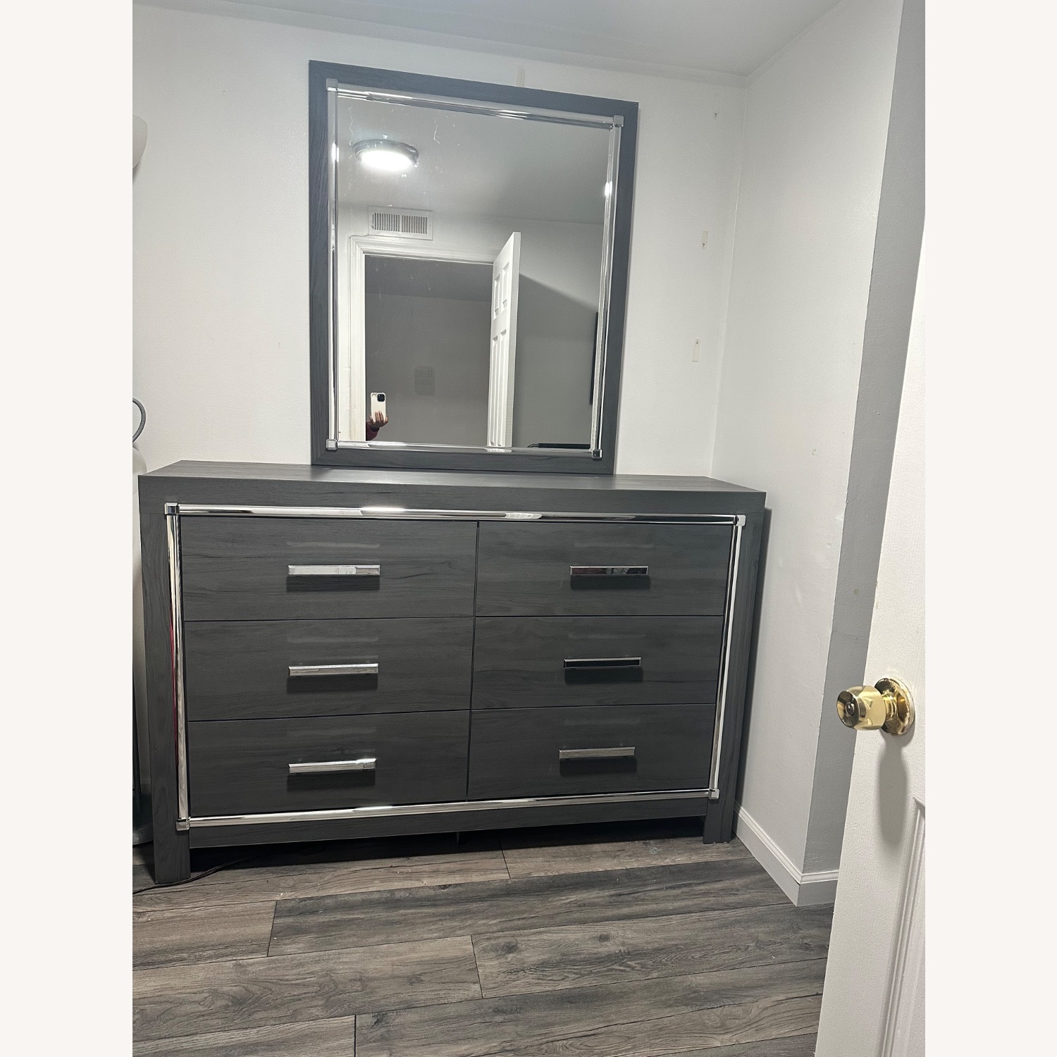 Ashley Lodanna Gray Drsser with Mirror and 6 Shelves  - image-1