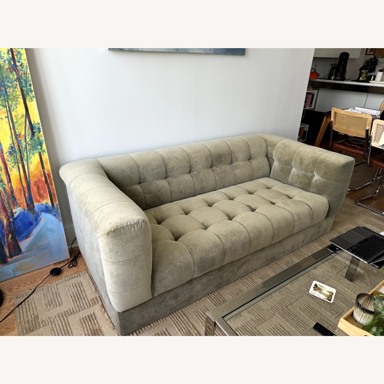 Crate & Barrel Chiltern Olive Green Sofa 78 in - image-3