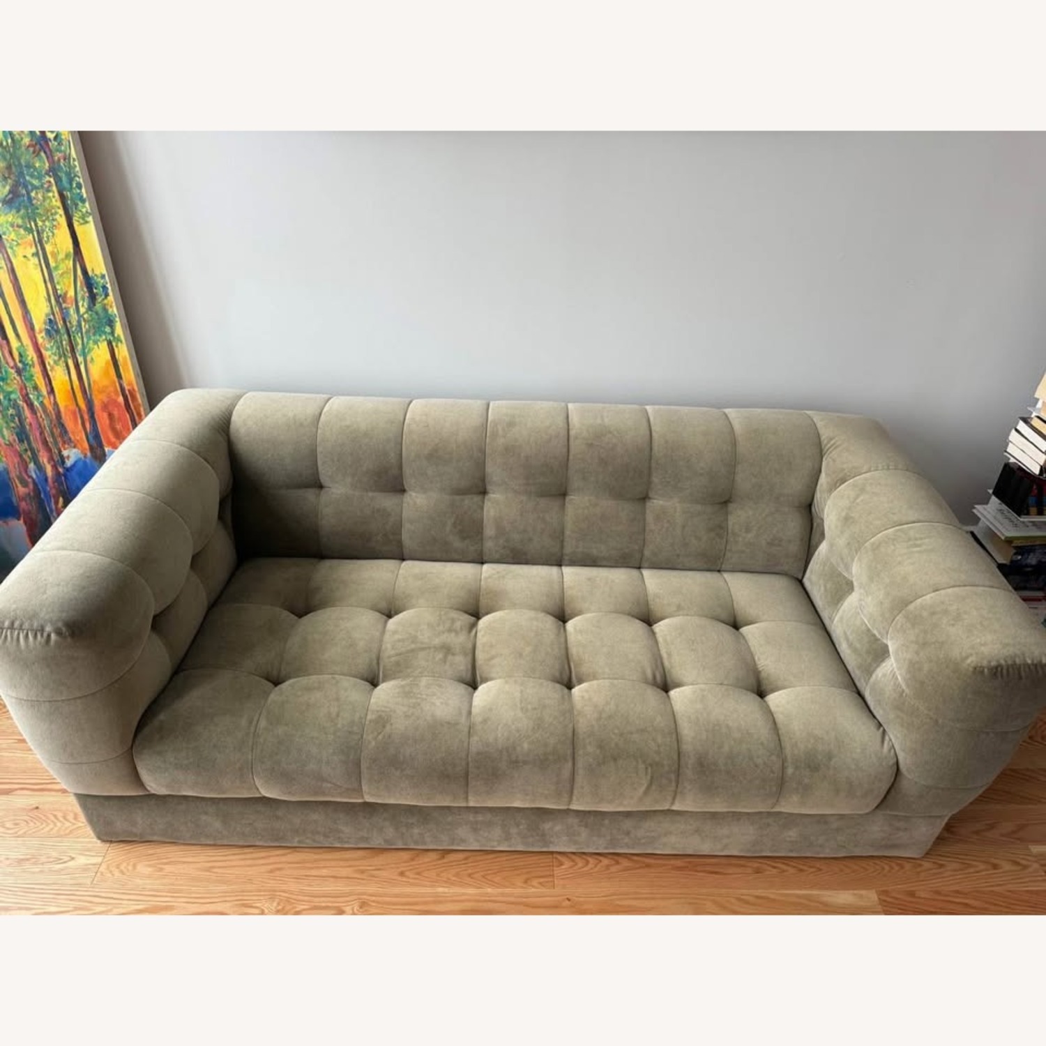 Crate & Barrel Chiltern Olive Green Sofa 78 in - image-1