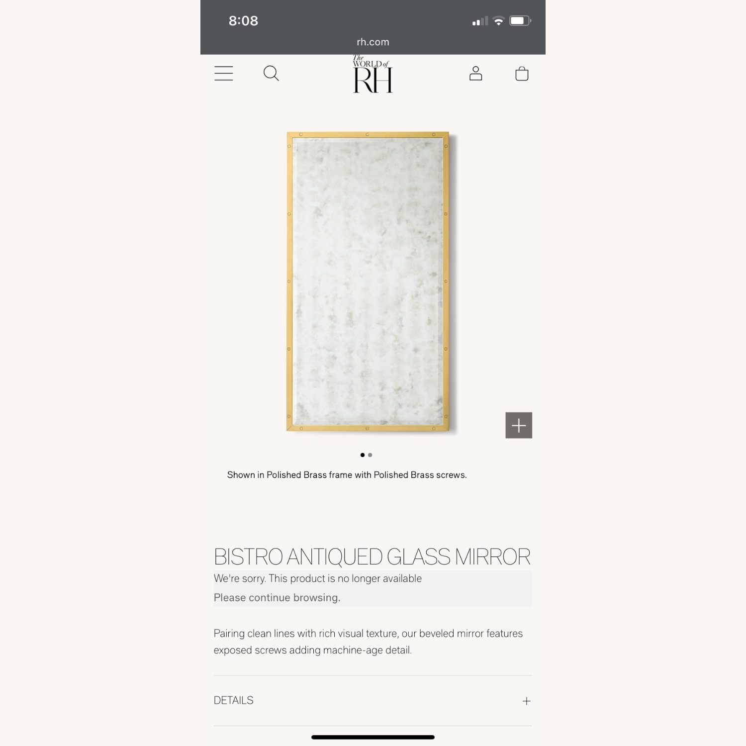 Restoration Hardware Bistro Antiqued Glass Mirror - image-3