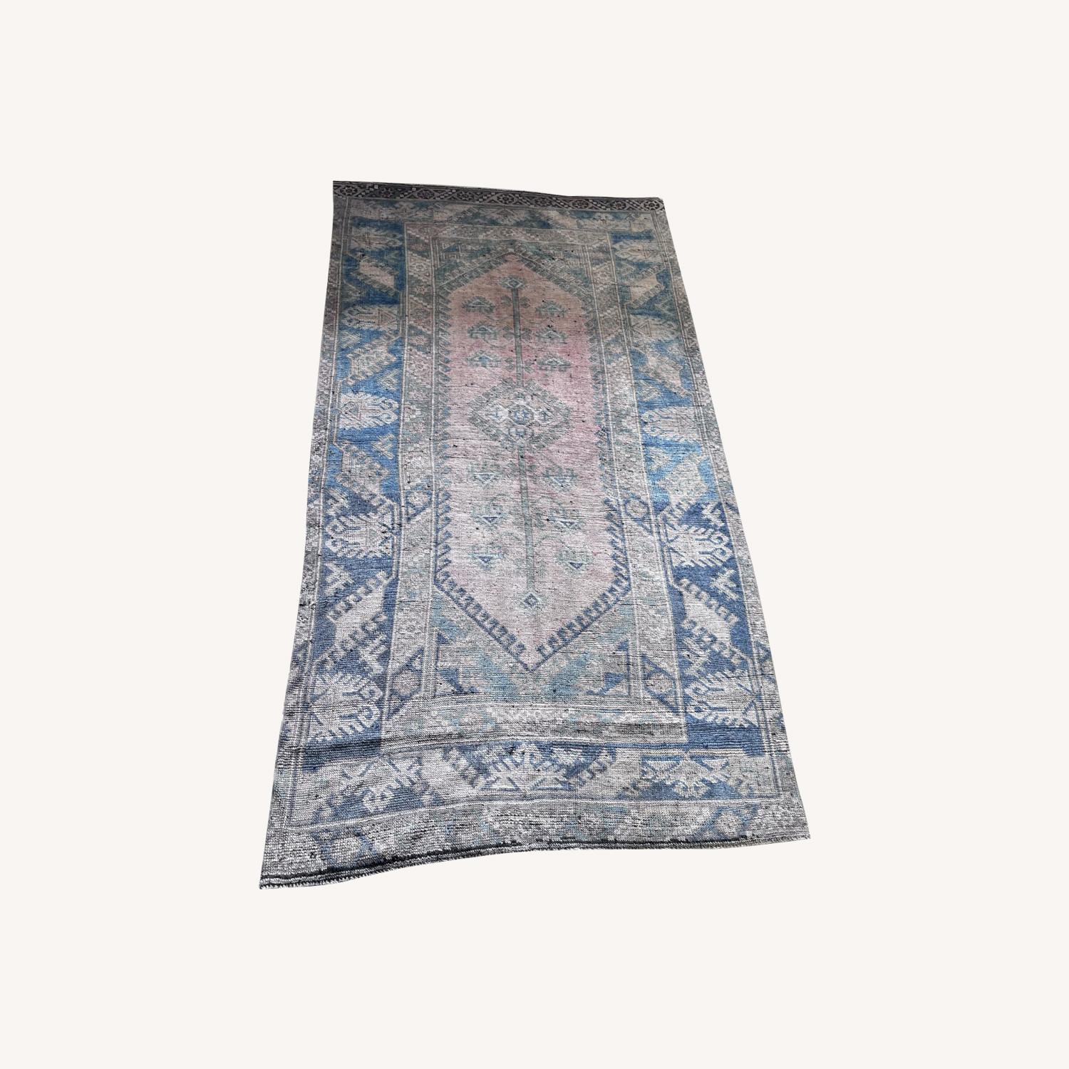 Vintage Blue Oushak Rug – 4.1x7.7 ft - image-0