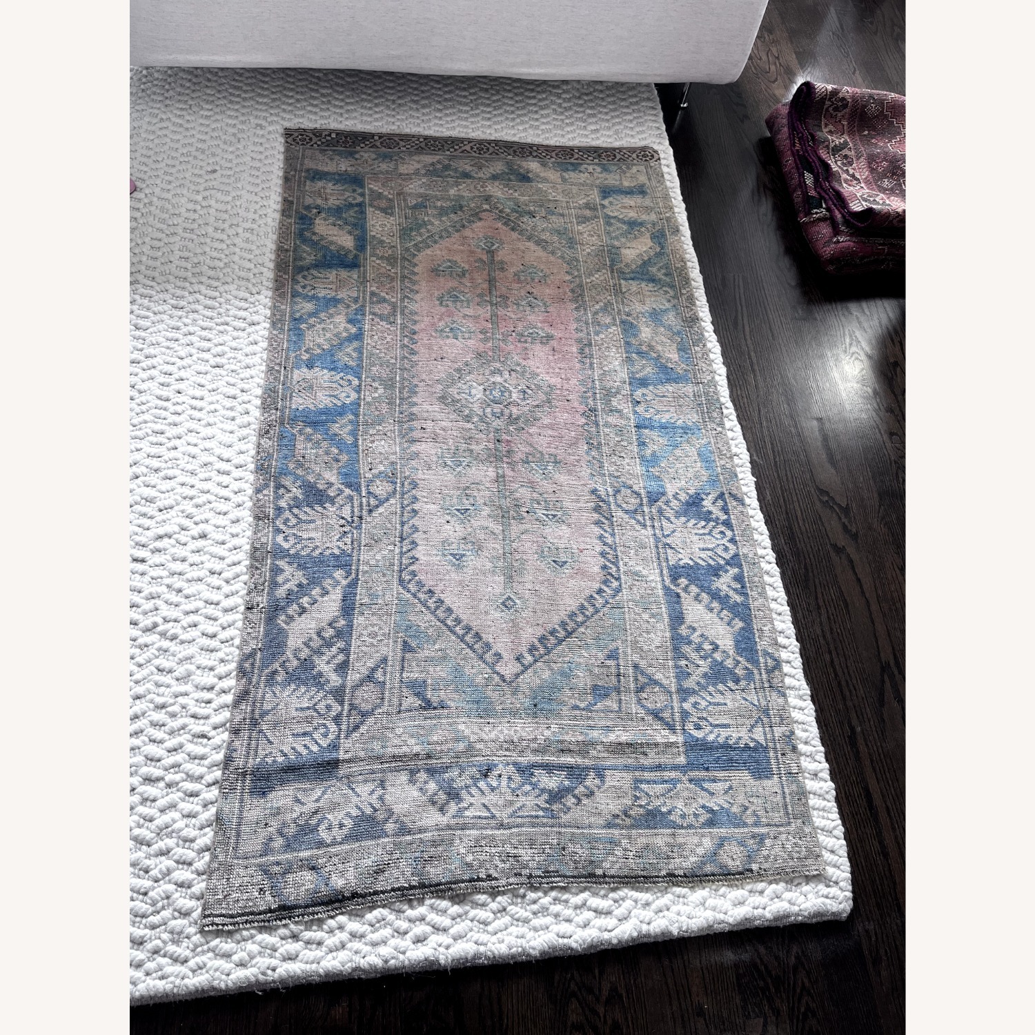 Vintage Blue Oushak Rug – 4.1x7.7 ft - image-1