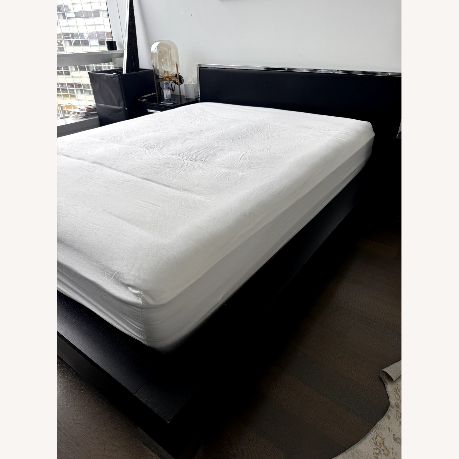 Bo Concept Sleek Black and Silver Bed - AptDeco