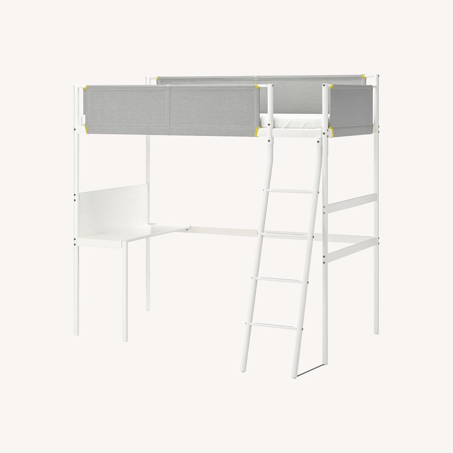 IKEA Loft Bed Frame, White/Light Gray, Twin - image-0