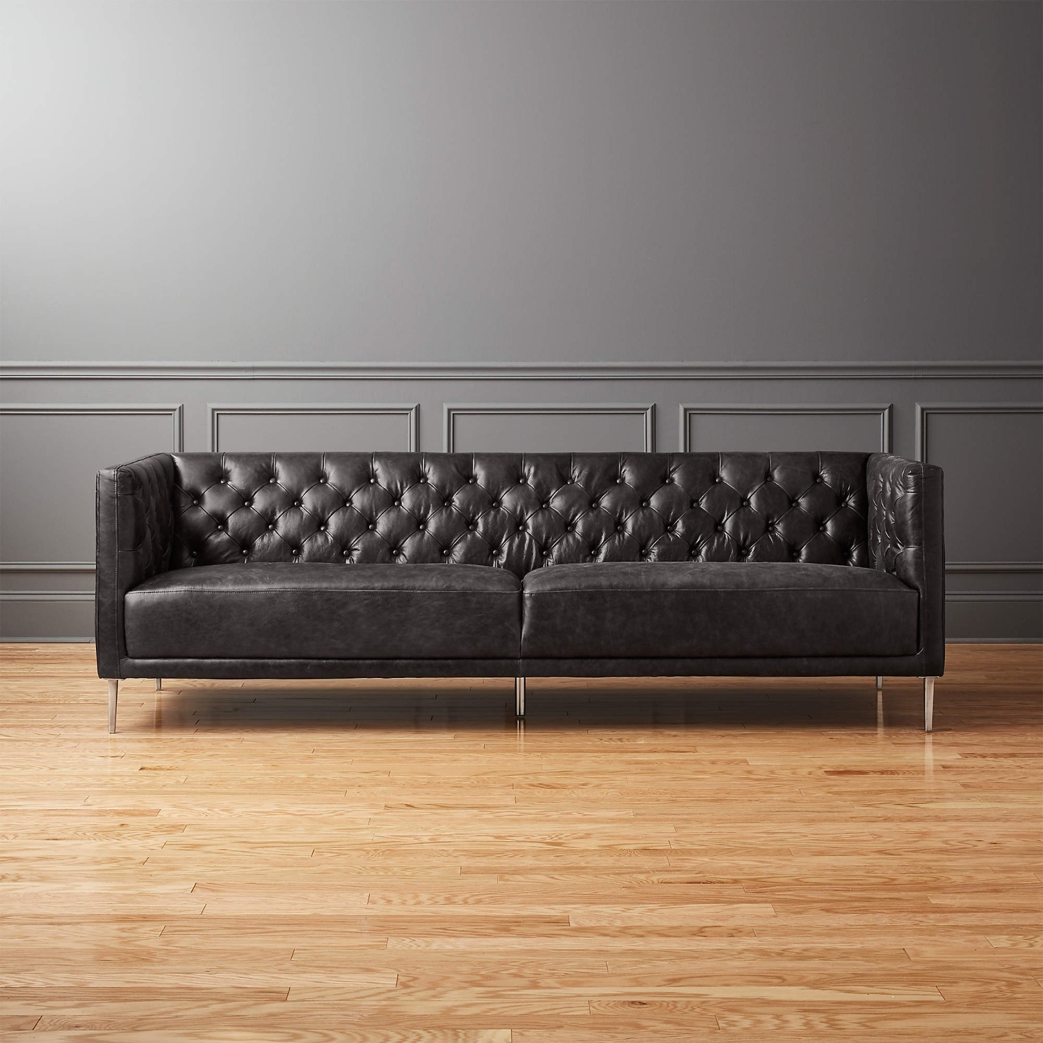 CB2 Savile Leather Tufted Sofa - image-4