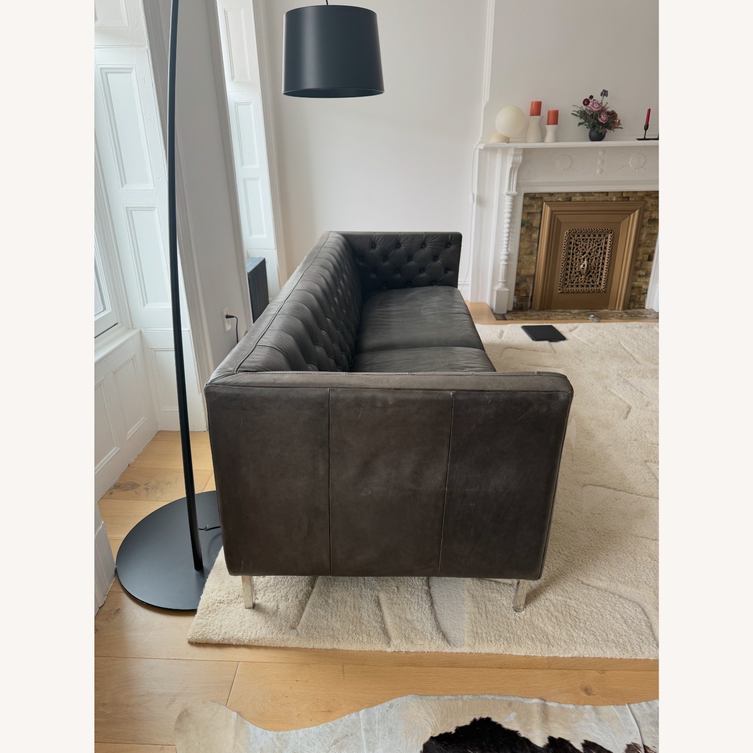 CB2 Savile Leather Tufted Sofa - image-3