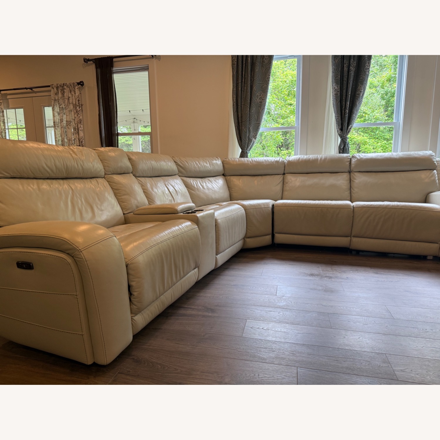 Costco Leather Sofa Power Recliner Headrest - image-2