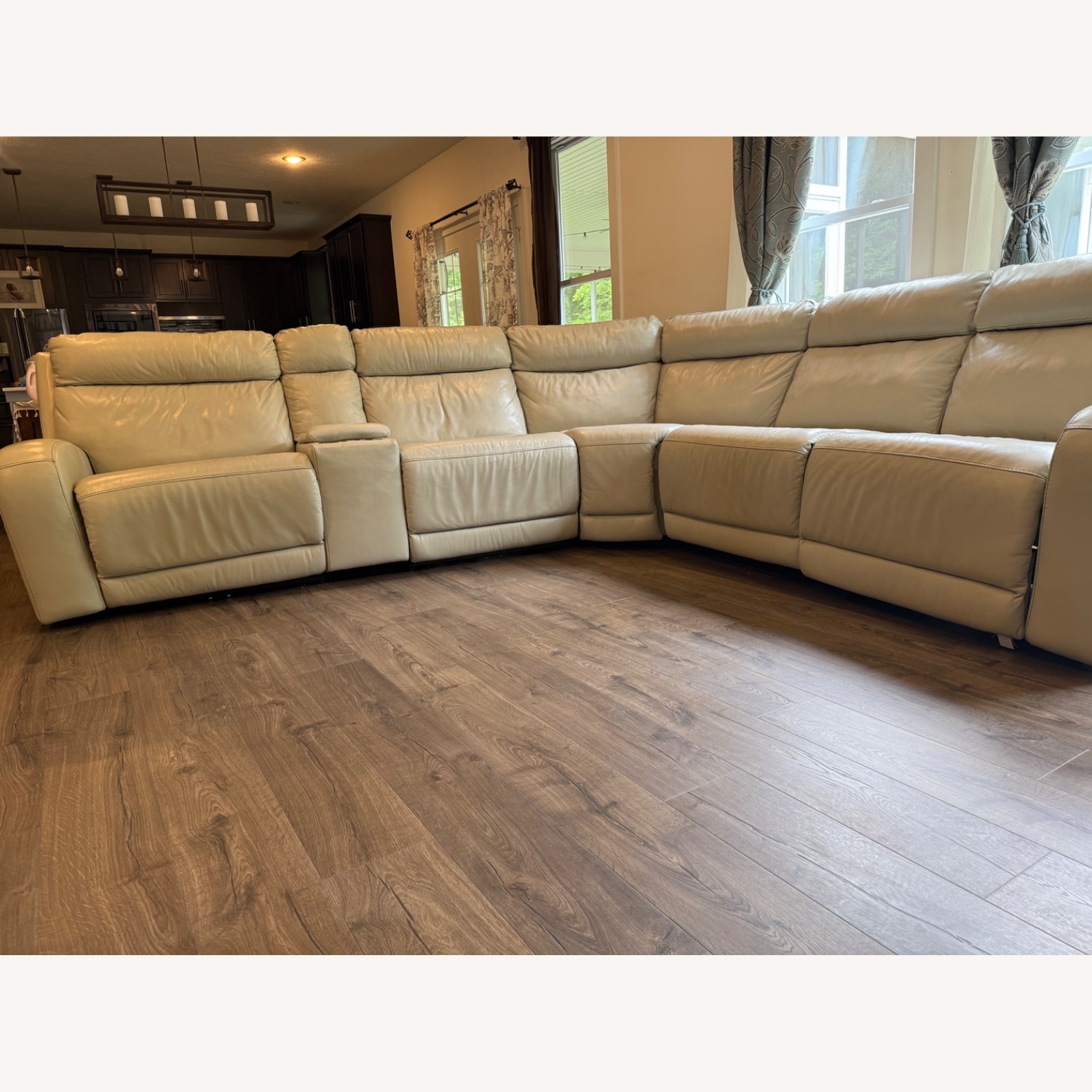 Costco Leather Sofa Power Recliner Headrest - image-3
