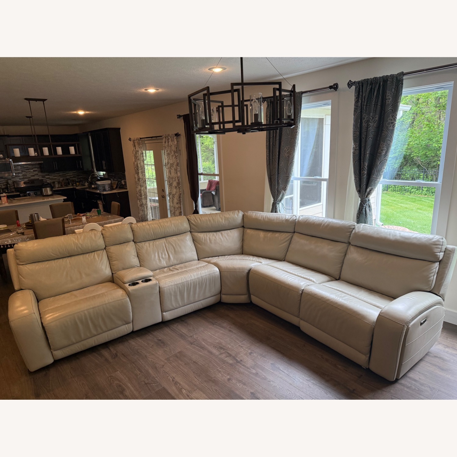 Costco Leather Sofa Power Recliner Headrest - image-1