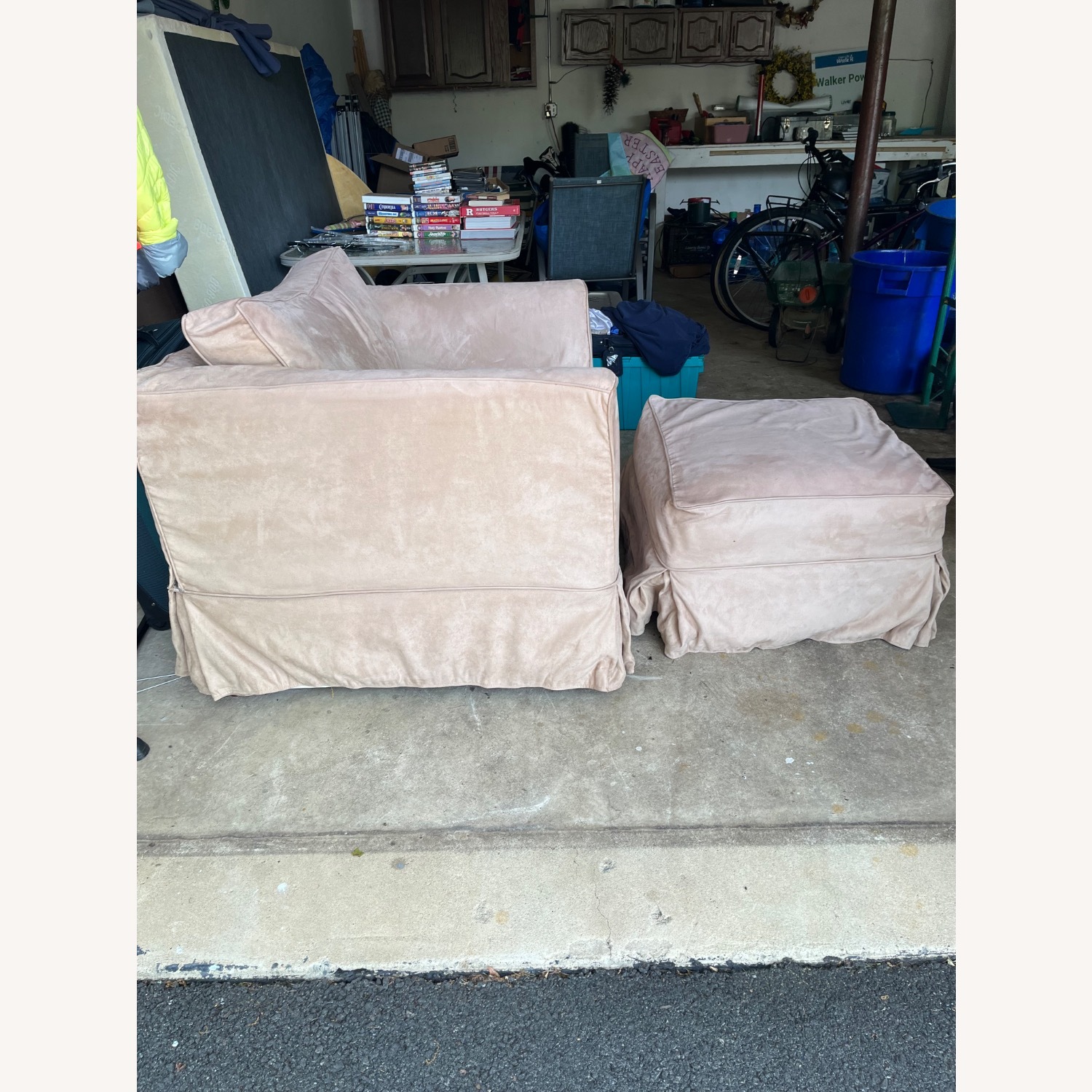 Custom made Chair and 1/2 with Matching Ottoman - image-1