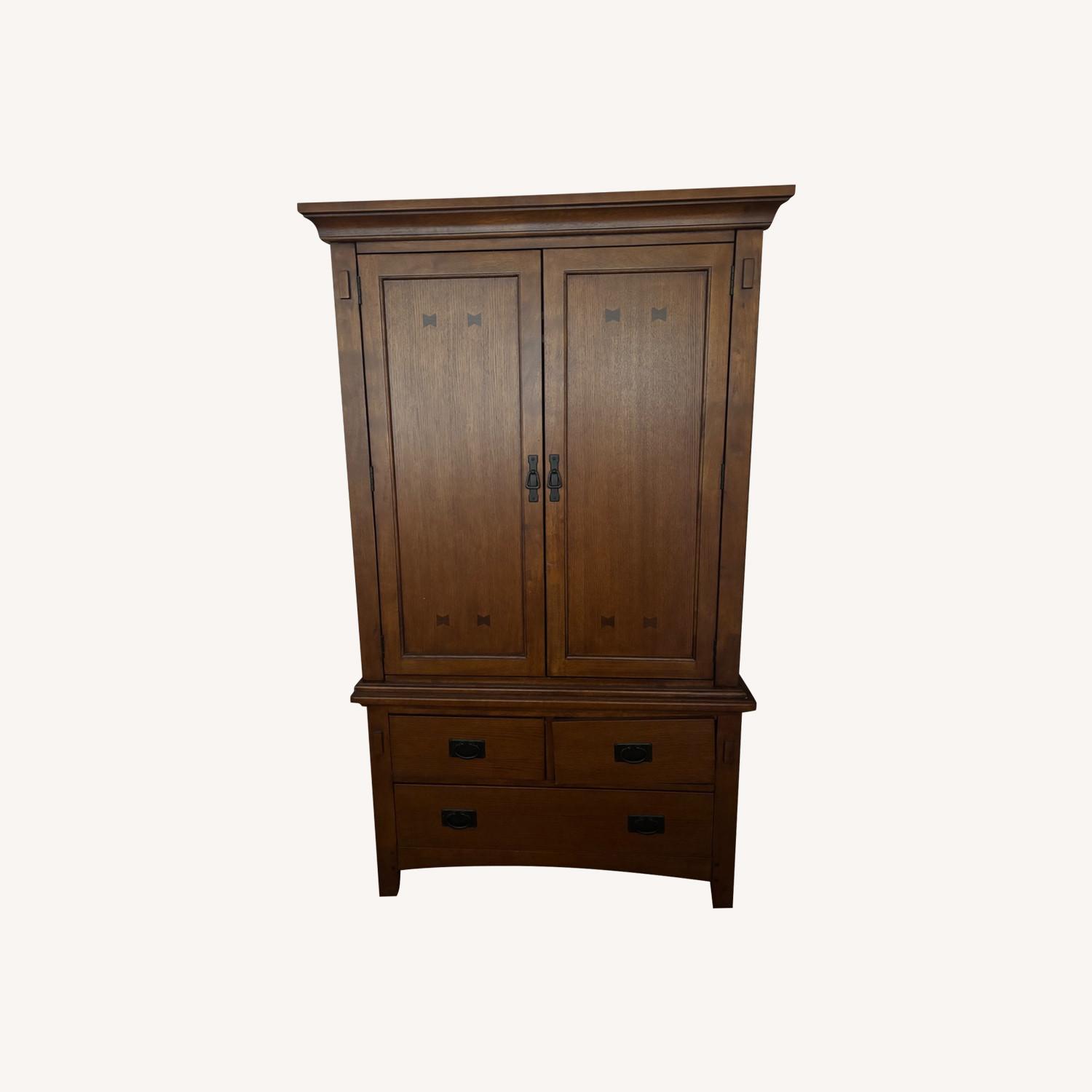 Brown Wood Wardrobe Media Storage  - image-0