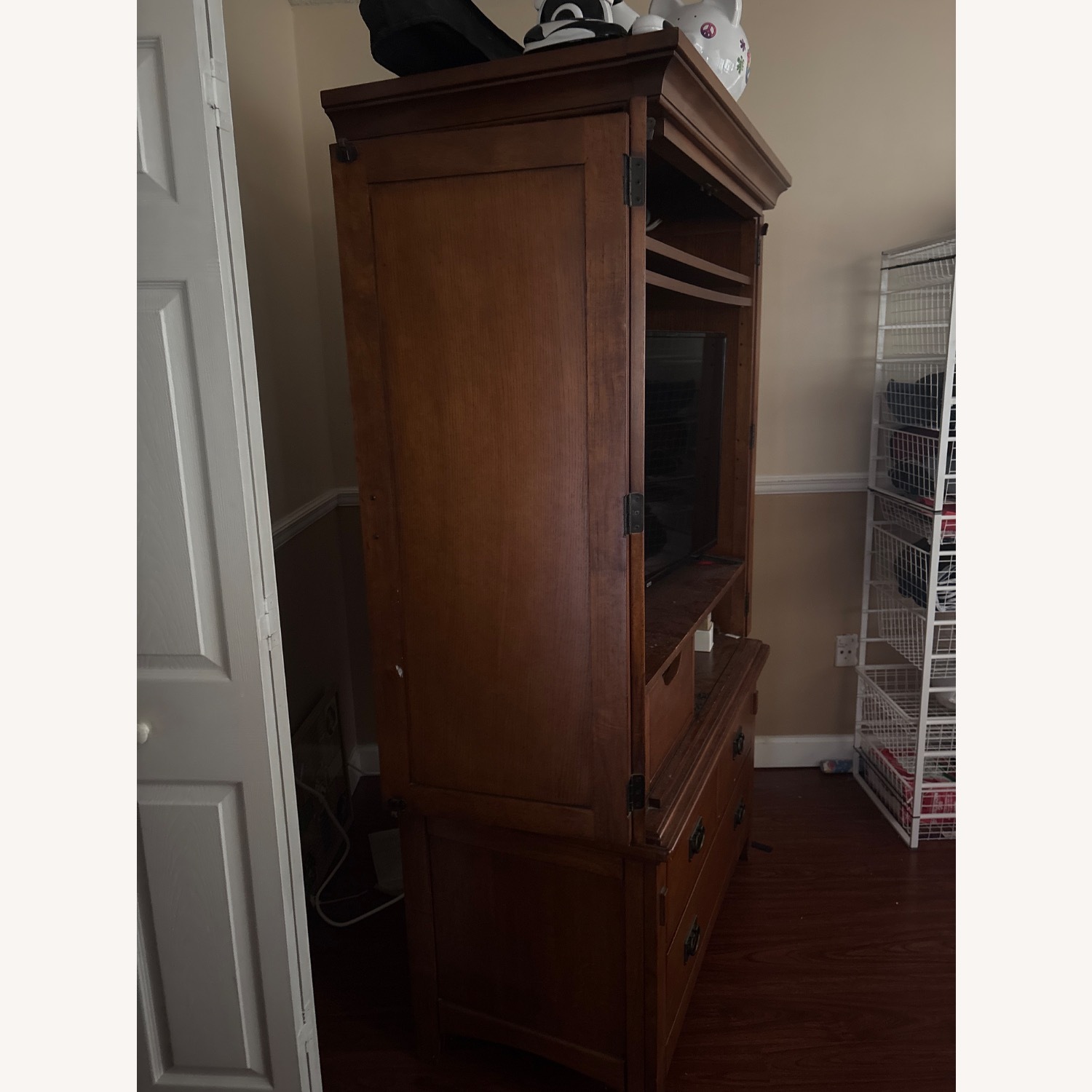 Brown Wood Wardrobe Media Storage  - image-5