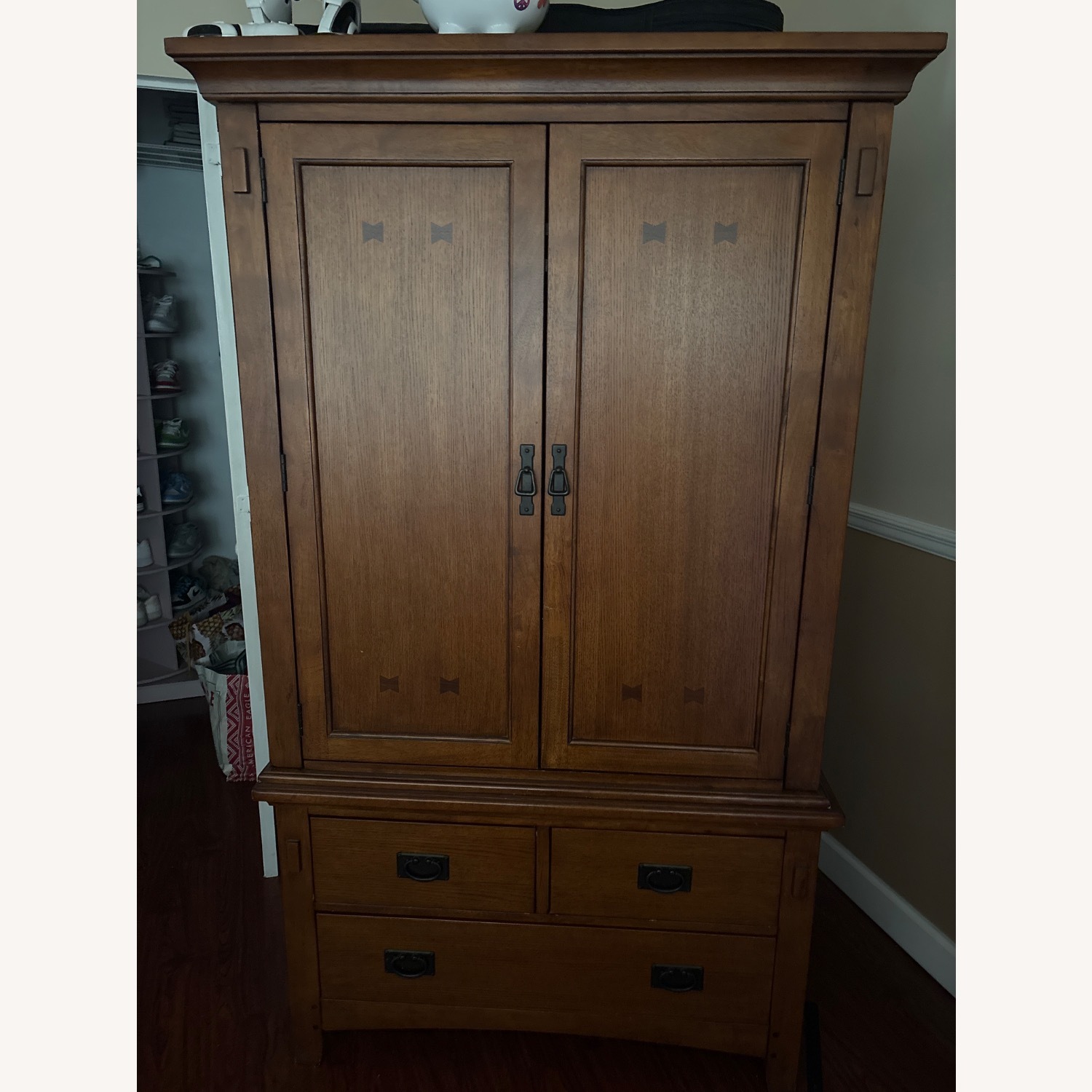 Brown Wood Wardrobe Media Storage  - image-6