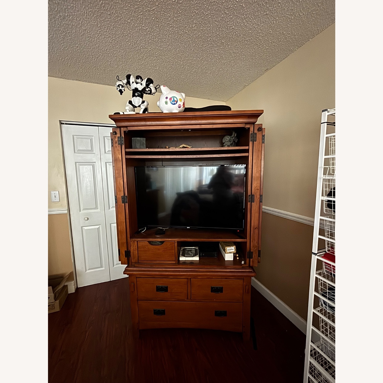 Brown Wood Wardrobe Media Storage  - image-1