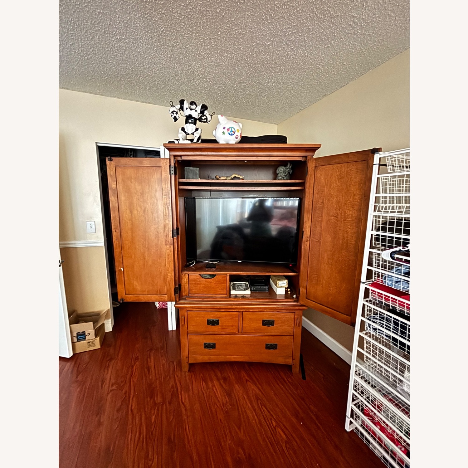 Brown Wood Wardrobe Media Storage  - image-2
