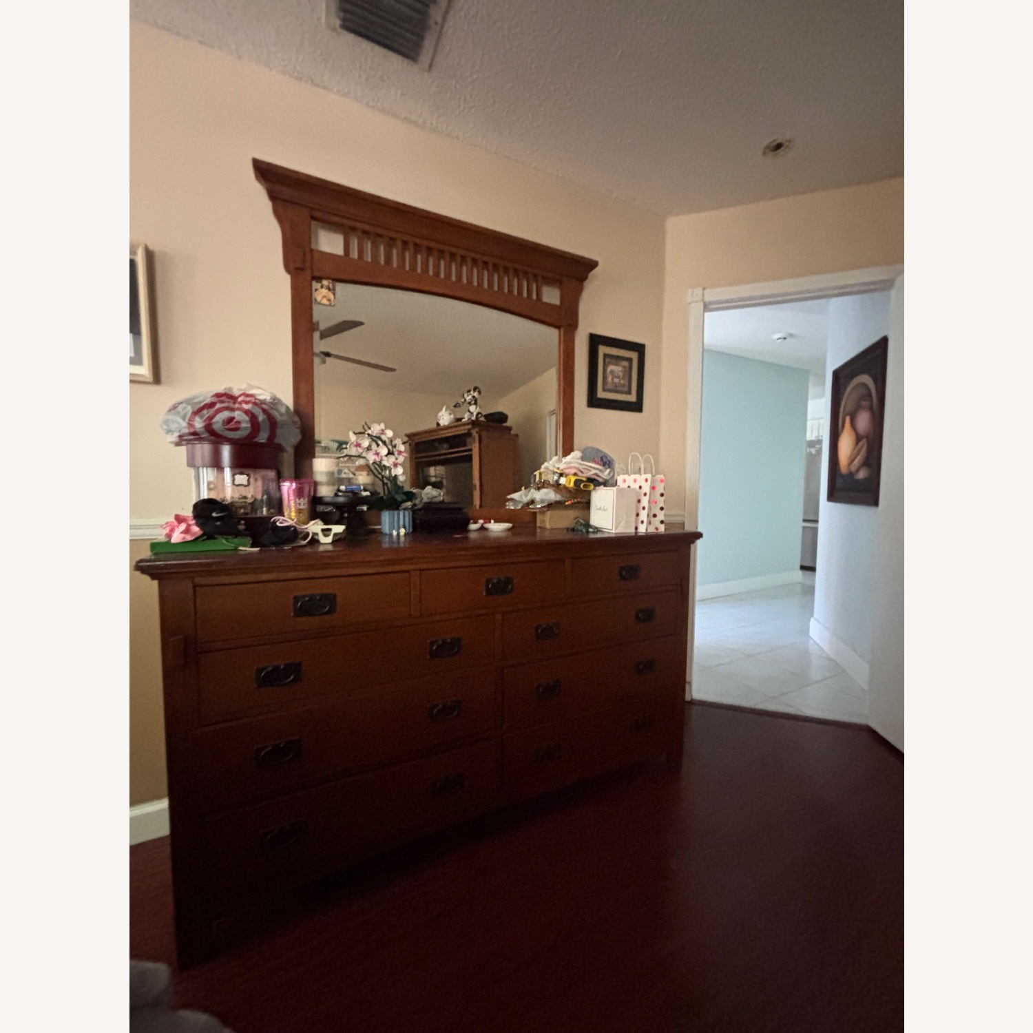 Brown Wood Dresser with Mirror Included - image-1
