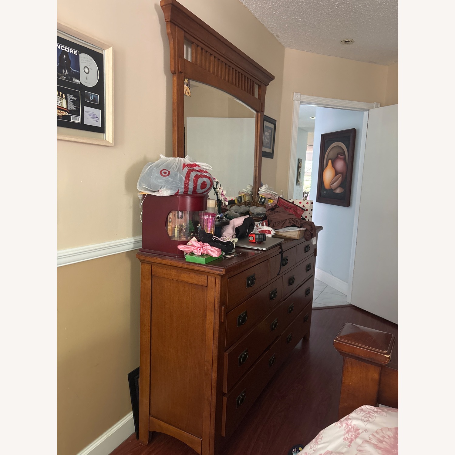 Brown Wood Dresser with Mirror Included - image-3