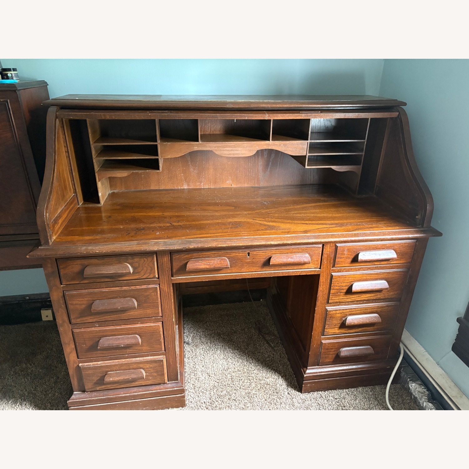 Antique Roll Top Desk - image-1