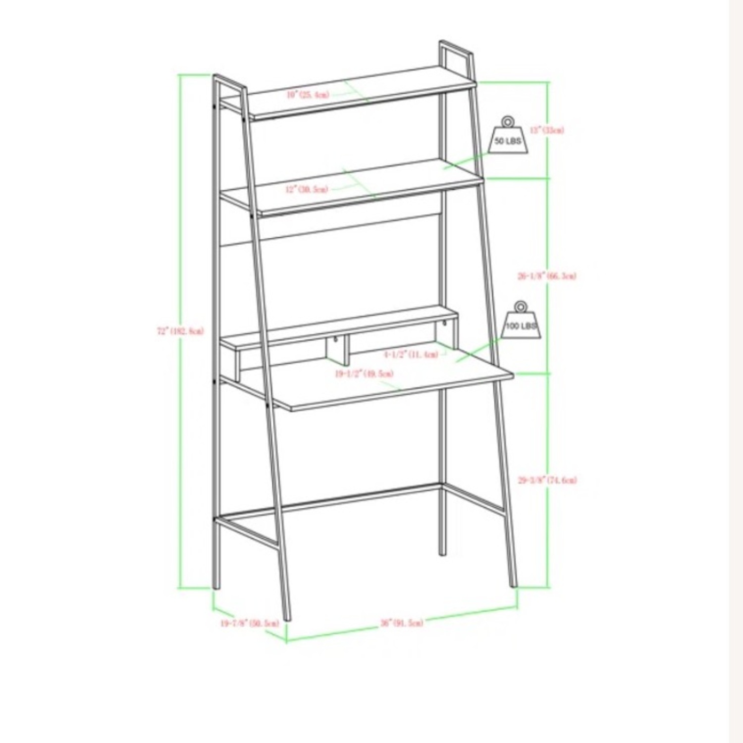 Wayfair Trent Austin Design Grey Ladder Shelf Desk - image-4