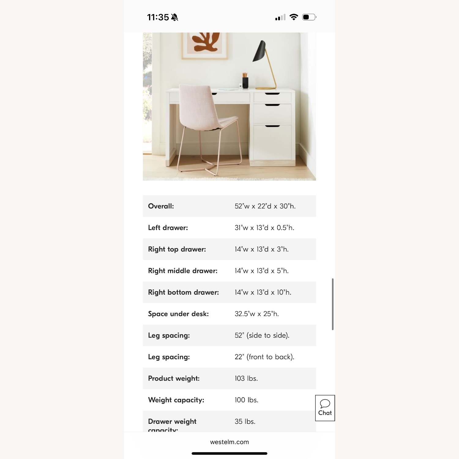 West Elm Rhys Desk White - image-2
