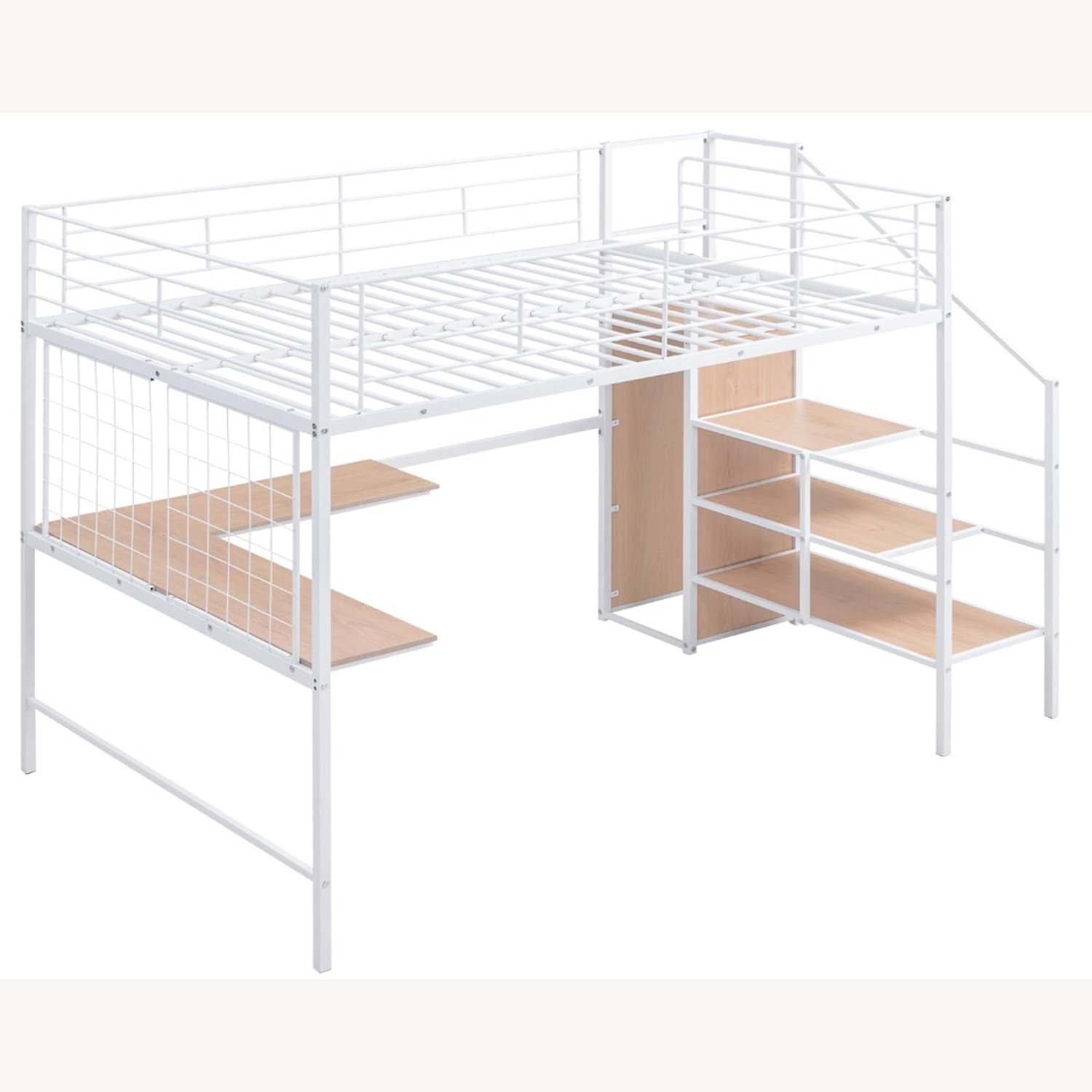 White Loft Full Bed Frame W/Storage - image-5