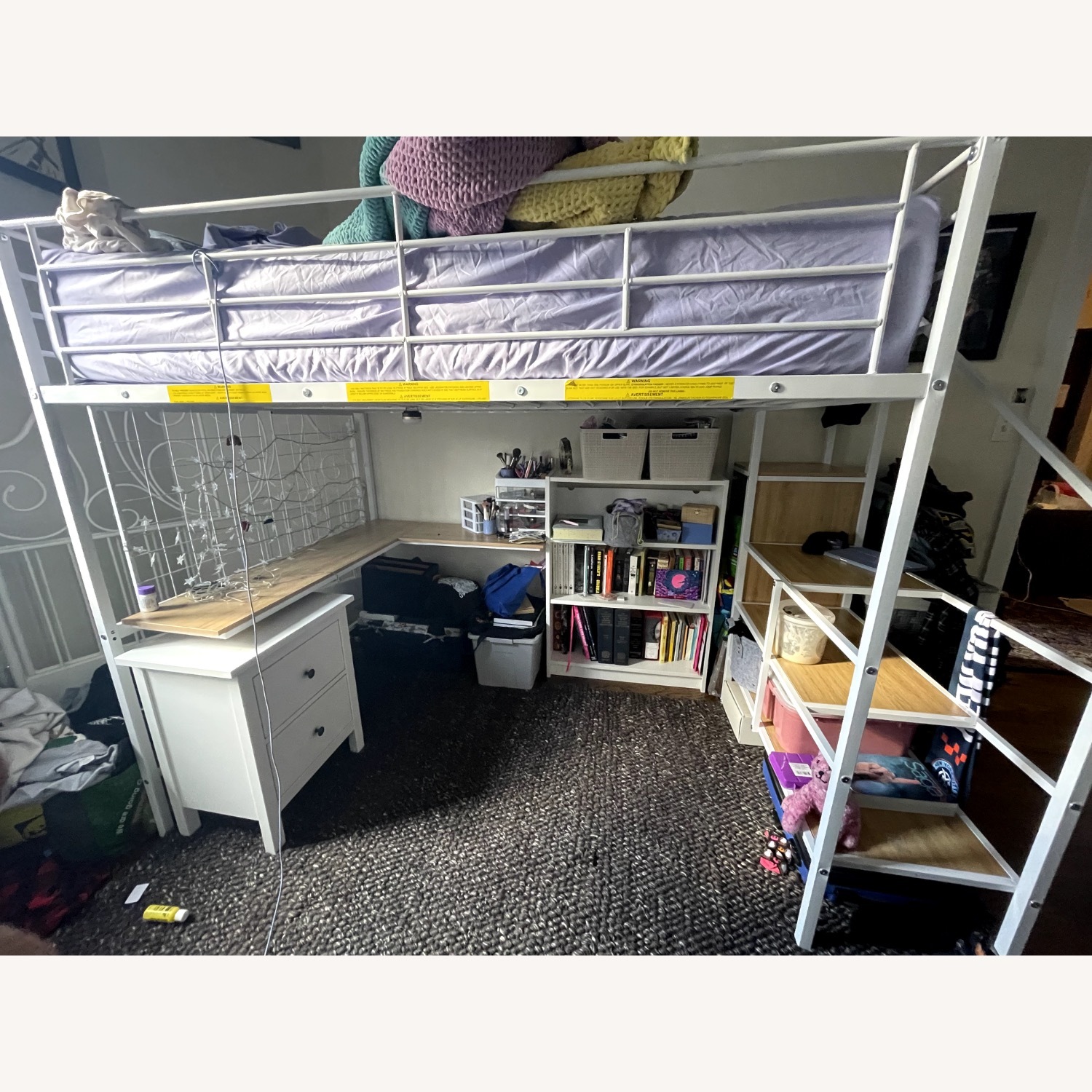 White Loft Full Bed Frame W/Storage - image-3