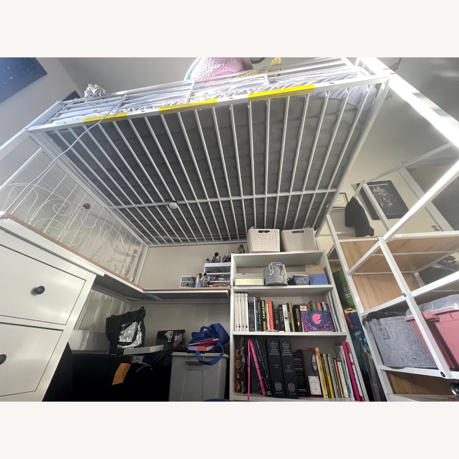 White Loft Full Bed Frame W/Storage - image-4