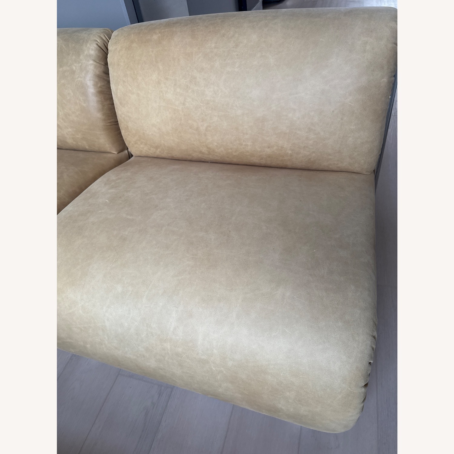 CB2 Hada Armless Beige Leather Lounge Chair - image-3