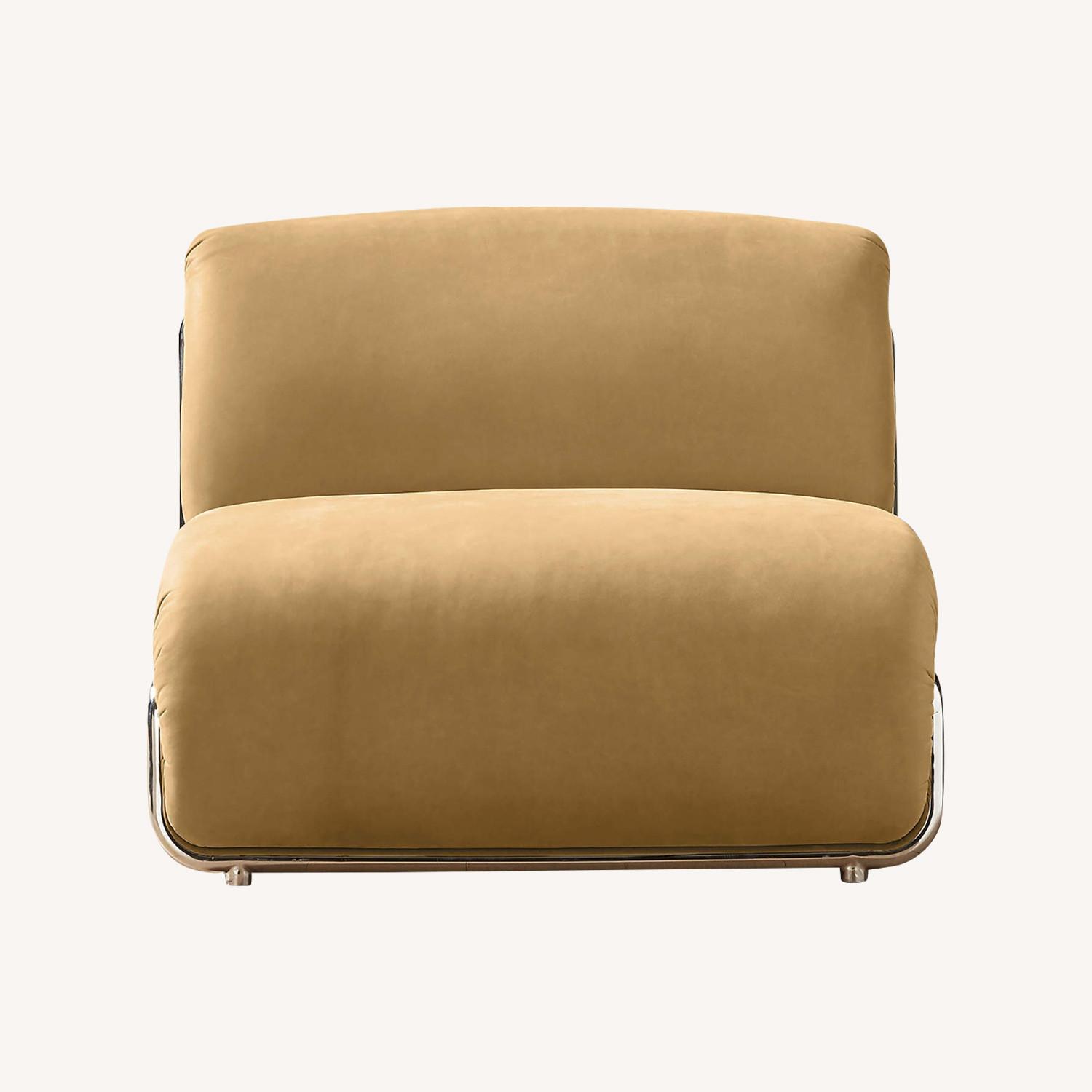 CB2 Hada Armless Beige Leather Lounge Chair - image-0