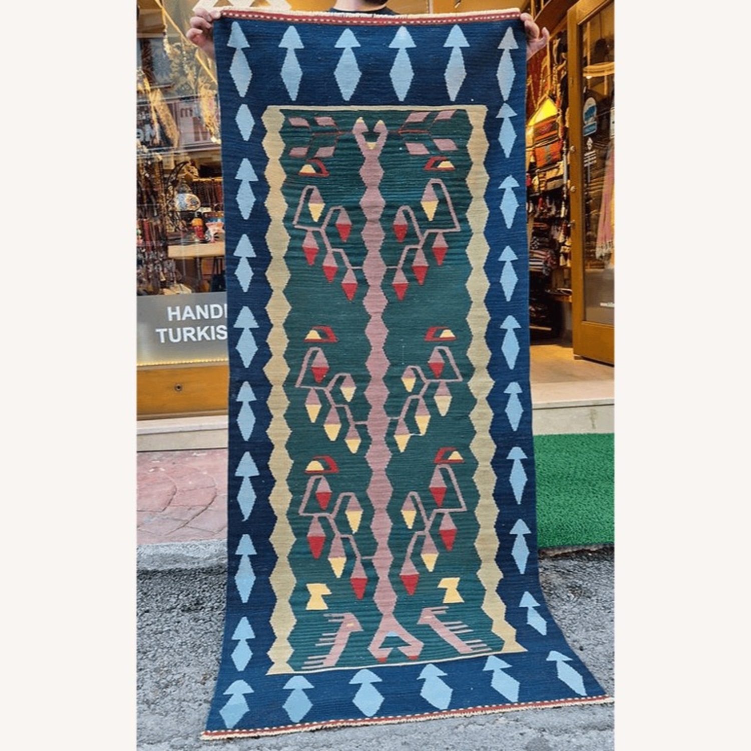 Contemporary Oushak Floral Flat-Weave Runner - image-0