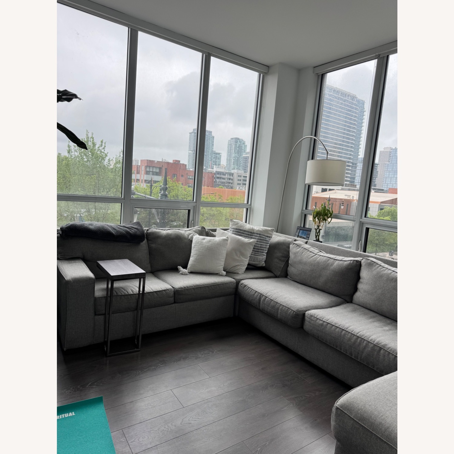 4pcs L Sectional Bed Sofa (Gray) - image-2