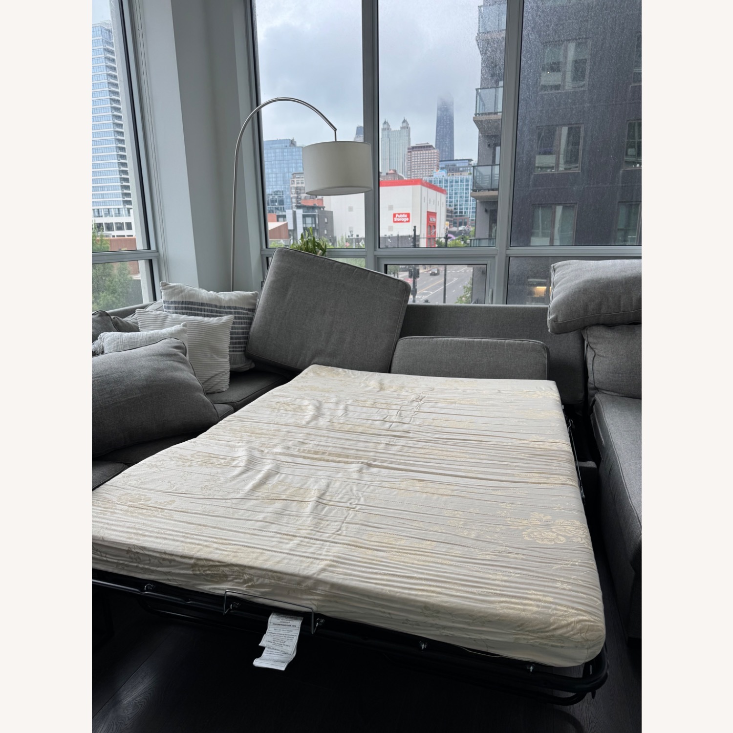 4pcs L Sectional Bed Sofa (Gray) - image-3