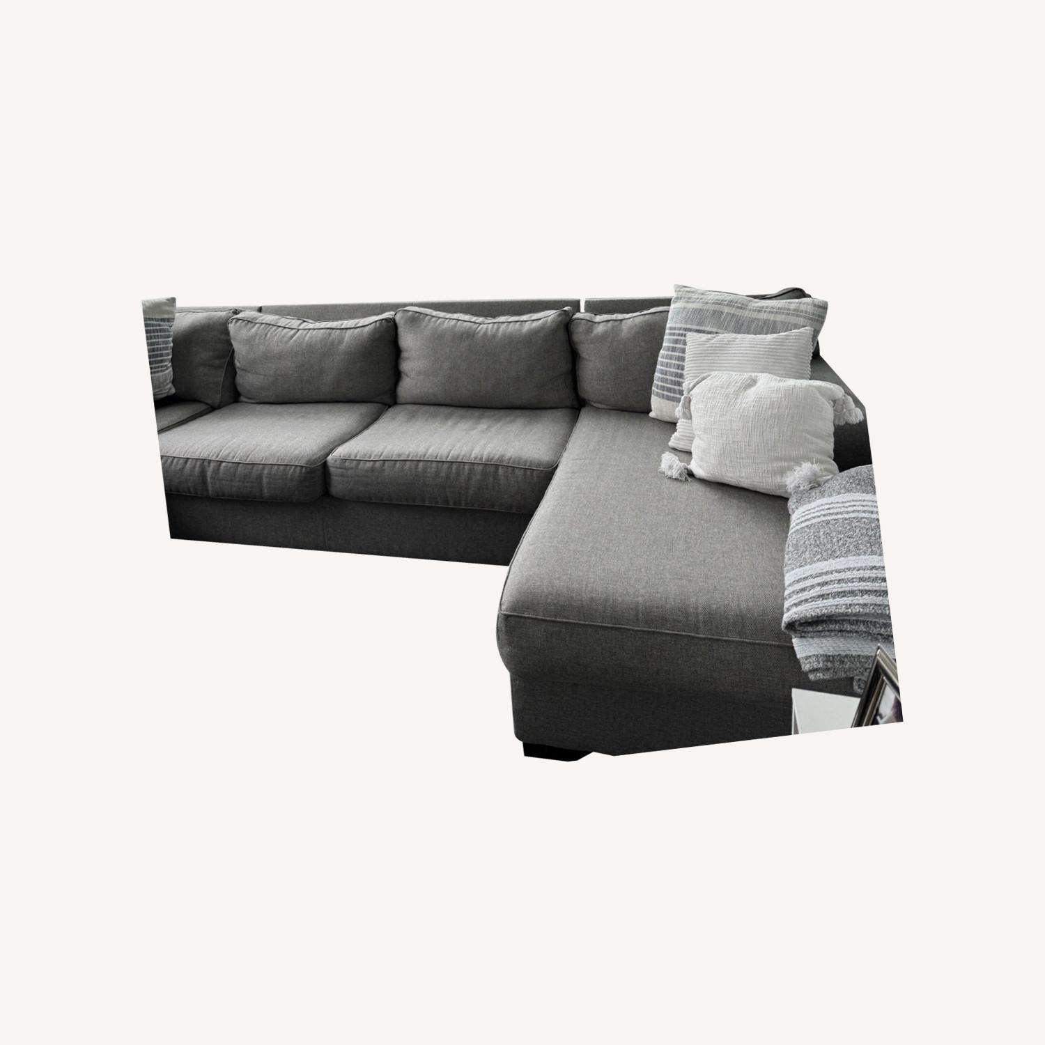 4pcs L Sectional Bed Sofa (Gray) - image-0