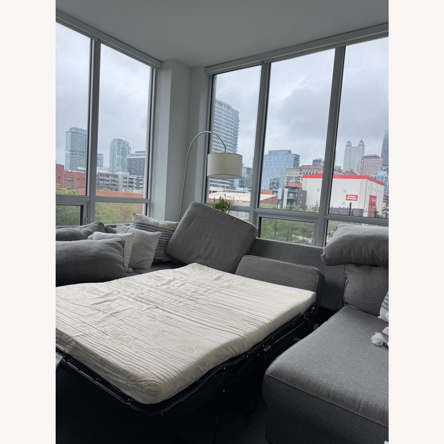 4pcs L Sectional Bed Sofa (Gray) - image-4