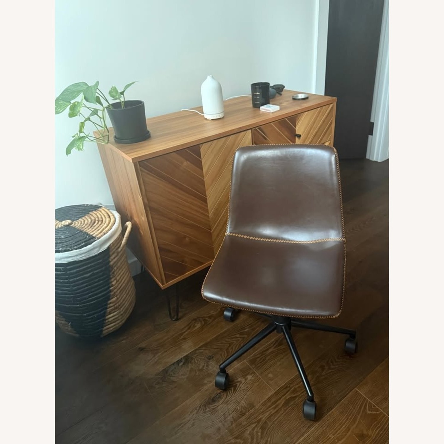 Faux Leather Swivel Office Chair - image-1