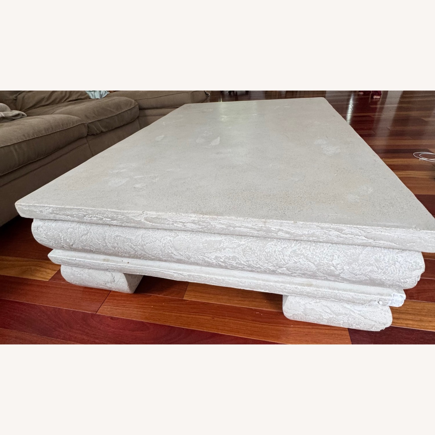 White Stone/Wood Coffee Table - image-8