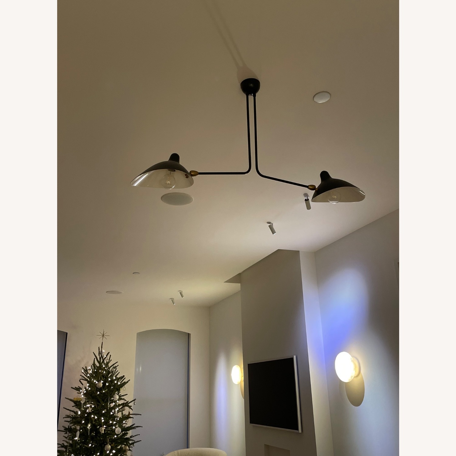 Serge Mouille Two Arm Black Ceiling Light E12 - image-3